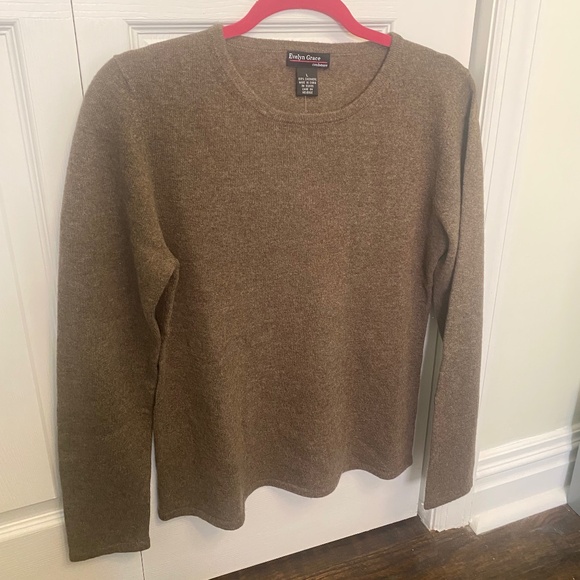 NEW Evelyn Grace Cashmere Mocha Heather Pullover Sweater, Size L - Picture 8 of 8